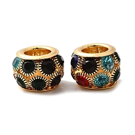 Латунные горный хрусталь круглые бусины, филигранные бусы, без свинца и без кадмия, стойки покрытие, большое отверстие шарик