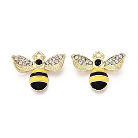 Стойки обшивки сплава эмали подвески, с кристально горный хрусталь, без кадмия, без никеля и без свинца, золотой свет, Пчелы