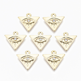 Alloy Pendants, with Crystal Rhinestone, Cadmium Free & Nickel Free & Lead Free, Triangle with Eye