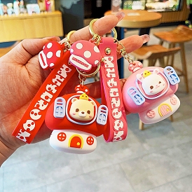 Silicone Animal with Word Mushroom Keychain