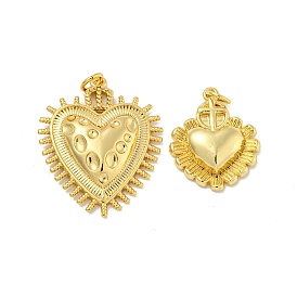 Brass Pendants, Heart Charms, with Jump Ring