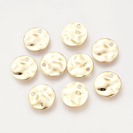 Brass Charms, Wavy Spacers, Nickel Free, Real 18K Gold Plated, Flat Round