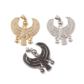 304 Stainless Steel Big Pendants, with Micro Pave Cubic Zirconia, Egyptian God Horus Royal Falcon Eagle