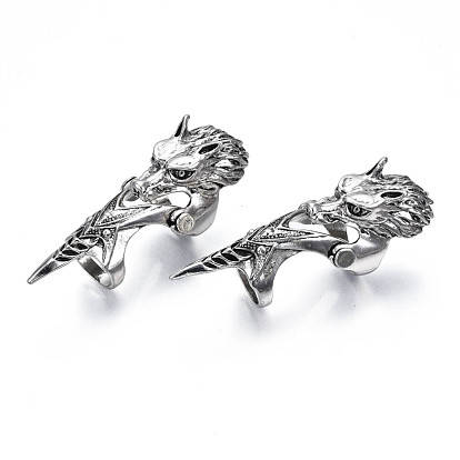Wolf Armour Alloy Full Finger Ring, Double Loop Gothic Punk Ring for Men Women, Cadmium Free & Lead Free