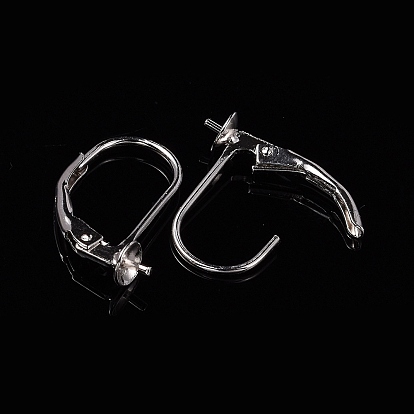 925 Sterling Silver Leverback Earring Findings, with Cup Pearl Peg Bails Pin, for Half Drilled Beads