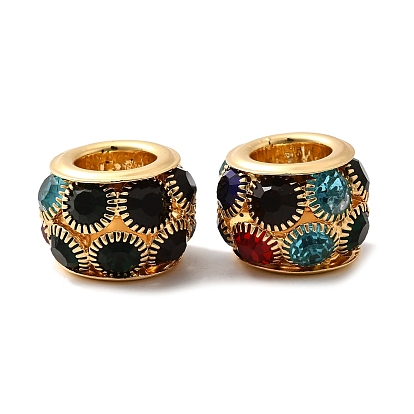 Латунные горный хрусталь круглые бусины, филигранные бусы, без свинца и без кадмия, стойки покрытие, большое отверстие шарик