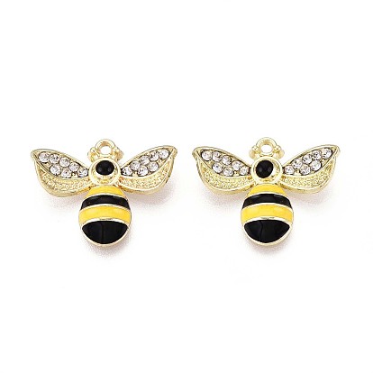 Стойки обшивки сплава эмали подвески, с кристально горный хрусталь, без кадмия, без никеля и без свинца, золотой свет, Пчелы