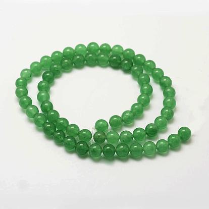 Natural Green Aventurine Bead Strands, Round, Dyed