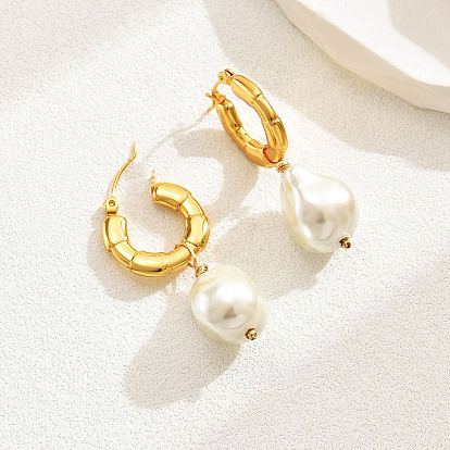 Boucles d'oreilles pendantes en plastique avec perles d'imitation, 304 boucles d'oreilles en acier inoxydable