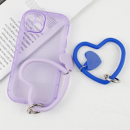 Silicone Heart Loop Phone Lanyard, Wrist Lanyard Strap with Plastic & Alloy Keychain Holder