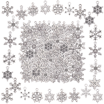 120 шт 12 подвески из сплава в тибетском стиле, без кадмия и без свинца, снежинка