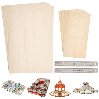 Rectangle Basswood Plywood, with Stainless Steel Ruler
