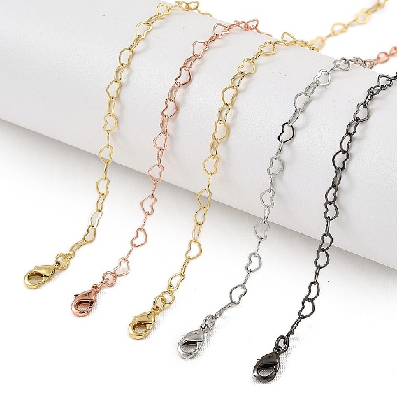 Латунь сердца ссылка браслеты для женщин, долговечный, 901 застежка из нержавеющей стали, без свинца и без кадмия