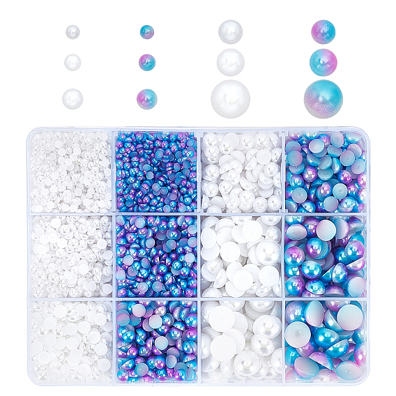ABS Plastic & Acrylic Imitation Pearl Cabochons, Half Round