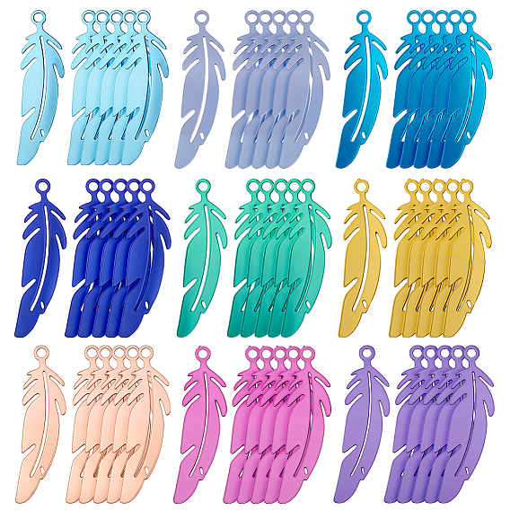 90 шт 9 цвета подвески из нержавеющей стали, очарование перьев