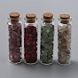 Glass Wishing Bottle Pendant Decorations, with Gemstone Chips Inside and Cork Stopper