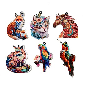 Décorations de pendentifs en acrylique imprimés d'animaux de dessin animé