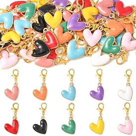 50 шт 10 стили сердце сплав эмаль подвеска украшения, Сплав с застежками когтя омара