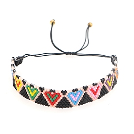 Miyuki Seed Braided Bead Bracelet, Triangle Pattern Friendship Bracelet for Women