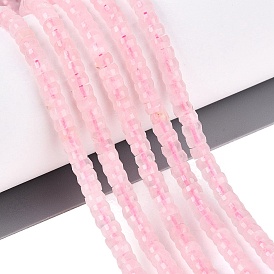 Natural Rose Quartz Beads Strands, Rondelle, Faceted