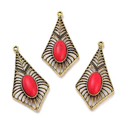 Синтетические бирюзовые сплавы из ромба, окрашенные, 61x29x8 мм, отверстие : 2 мм