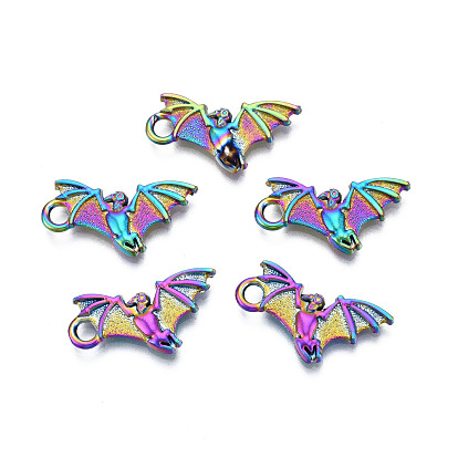Rainbow Color Alloy Pendants, Cadmium Free & Lead Free, Bat