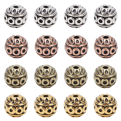 Tibetan Style Zinc Alloy Beads, Textured Round, Cadmium Free & Nickel Free & Lead Free