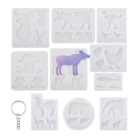 80шт. наборы для самостоятельного изготовления висячих сережек, в том числе подвесные силиконовые формы, брелки для ключей из разделенного железа и 304 кольца из нержавеющей стали, разнообразные