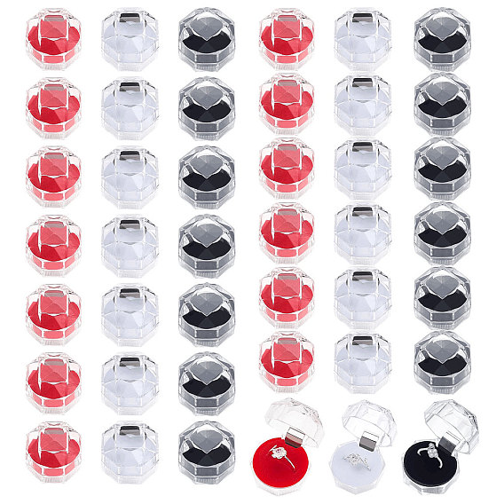 42 шт 3 цвета восьмиугольные прозрачные пластиковые коробки для колец, коробка ювелирных изделий