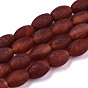 Natural Agate Beads Strands, Frosted, Dyed, Barrel