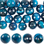 50 шт. бусин из натурального синего тигрового глаза, окрашенная и подогревом, круглые