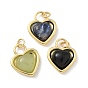 Природных драгоценных камней подвески, сердце прелести, с латунными оправами и соединительными кольцами, реальный 18 k позолоченный, стойки покрытие, долговечный, без кадмия и без свинца