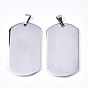 304 Stainless Steel Pendants, Stamping Blank Tag, with Snap On Bails, Rectangle