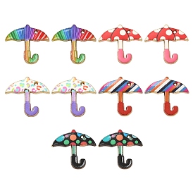 10Pcs 5 Colors Alloy Enamel Pendants, Cadmium Free & Nickel Free & Lead Free, Golden, Umbrella Charm