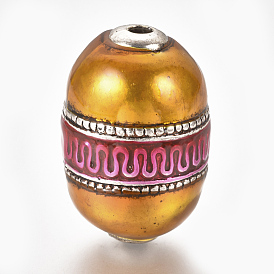 Античный посеребренный ccb пластик эмаль риса бисер, 46x31 мм, отверстие : 5 мм