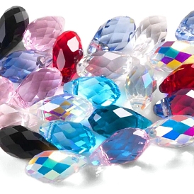 72Pcs Transparent Eletroplate Glass Charms, AB Colocr Plated, Faceted, Teardrop