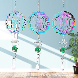 Stainless Steel 3D Wind Spinners, Glass Teardrop Charm Wind Chime for Outdoor Yard Garden Patio Hanging Decoration