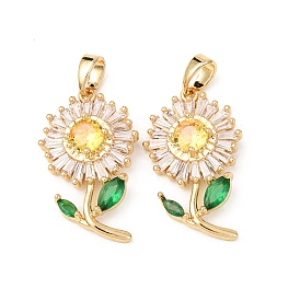 Латунные микро проложить кубического циркония подвески, прелести подсолнуха, стойки покрытие, долговечный, без свинца и без кадмия