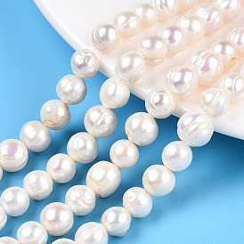 Natural Cultured Freshwater Pearl Beads Strands, Grooved Potato