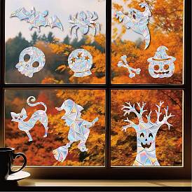 Halloween Rainbow Prism Electrostatic Window Stickers, PVC Anti Collision Stickers, for Windows, Glass Doors, Mirrors Decorations