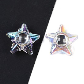 UV Plating Transprent Acrylic Beads, with Rhinestone,  Star