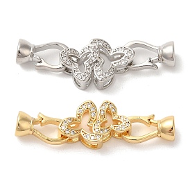 Flower Brass Micro Pave Clear Cubic Zirconia Fold Over Clasps