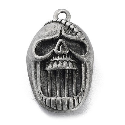 Tibetan Style Alloy Pendnat, Frosted, Skull