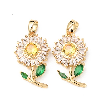 Латунные микро проложить кубического циркония подвески, прелести подсолнуха, стойки покрытие, долговечный, без свинца и без кадмия