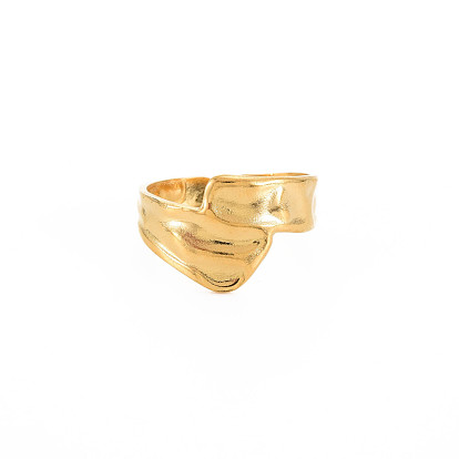 Ion Plating(IP) 304 Stainless Steel Wide Open Cuff Ring for Women, Nickel Free