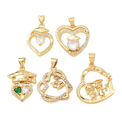 Micro latón allanan colgantes cúbicos del zirconia, encantos del corazón, dorado