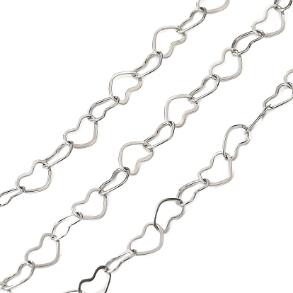 304 Цепочки из нержавеющей стали в форме сердца, пайки, с катушкой