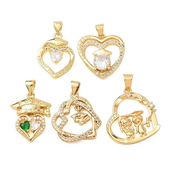 Micro cuivres ouvrent pendentifs zircone cubique, charmes de coeur, or