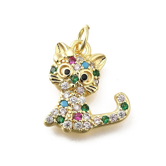 Латунные микро проложить кубического циркония подвески, подвески в форме кошки, стойки покрытие, долговечный, без свинца и без кадмия, с целью перехода в кольце