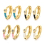 18 k boucles d'oreilles en laiton plaqué or, avec émail et zircone cubique transparente